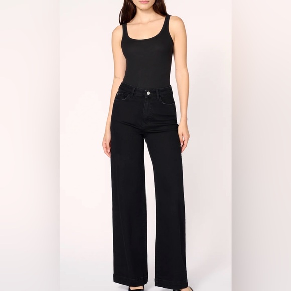 Warp + Weft Denim - Warp + Weft NCE Wide Leg Jeans Black High Rise 6/28 Sustainable